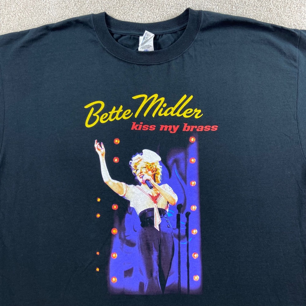 Vtg Bette Midler T-Shirt Mens 2XL Black Kiss My Brass Tour Graphic Tee Anvil